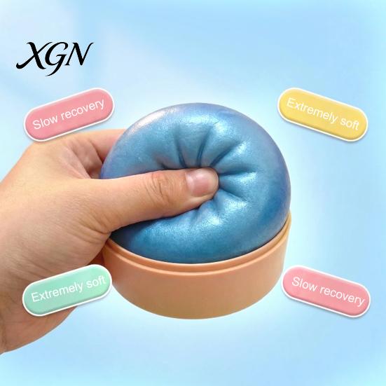 TPR Stress Ball 12Pcs Steamed Bun with Steamer Anti-Anxiety Glitter Cartoon Relaxation Squeeze Dumpling Toy Simulated Dough Fidget Sensory Reliever