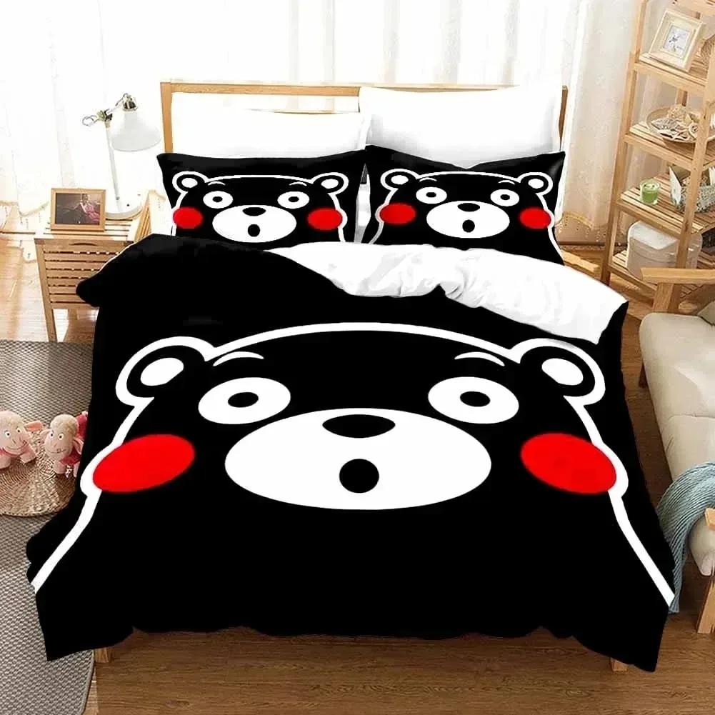 3D Print Kawaii Cartoon Comics Kumamon Bedding Set Double Twin King Duvet Cover Comforter Pillowcase Boys Girls Adults Bedroom