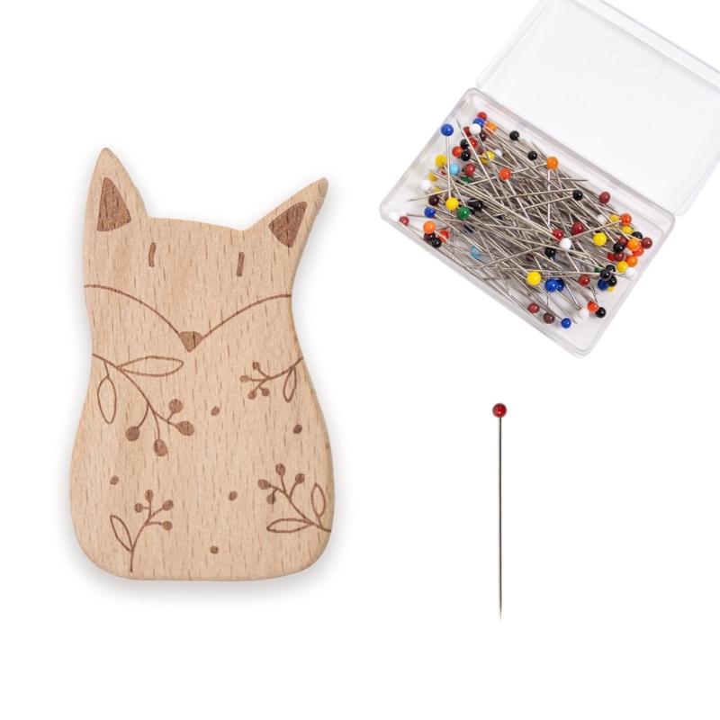 

Магнитный держатель для иголок с 100 шт. позиционирующих булавок для квилтинга, деревянная подушечка для булавок с 38 мм булавками для шитья