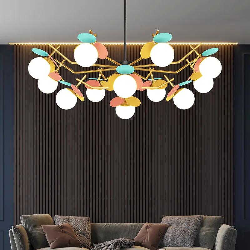 Nordic Modern LED Chandelier for Bedroom Living Room Hall Black Golden Glass Ball Ceiling light Lamp Indoor Lighting Fixture