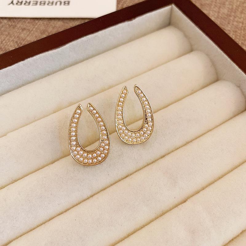 Baroque Pearl Diamond Bow Earrings Personality Earrings French Celebrity Earrings Women