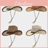 Western Cowboy Hat With Wide Brim Breathable Straw Sun Protection For Outdoor Travel
