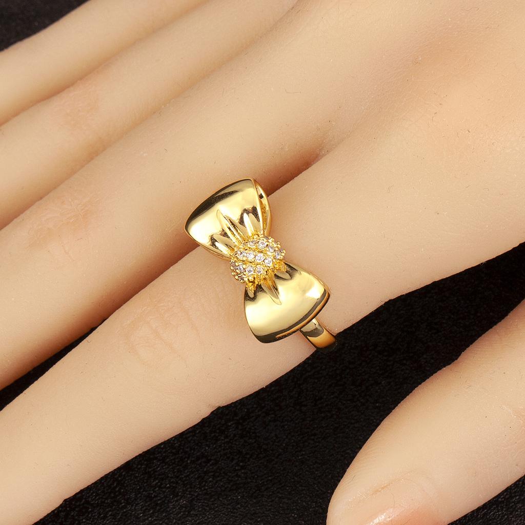 Nidin Romantic Fine Bowknot Shape Shine Zircon Open Rings Adjustable For Women Men Couples Elegant Aesthetic Finger Jewelry Gift
