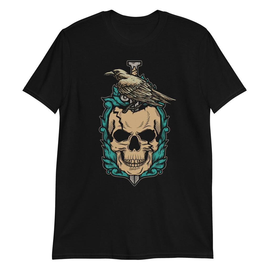 Gothic Cracked Skull Unisex 100% Cotton T-shirt Mens Tees Top Death Horror Metal Biker Grunge Emo Rock