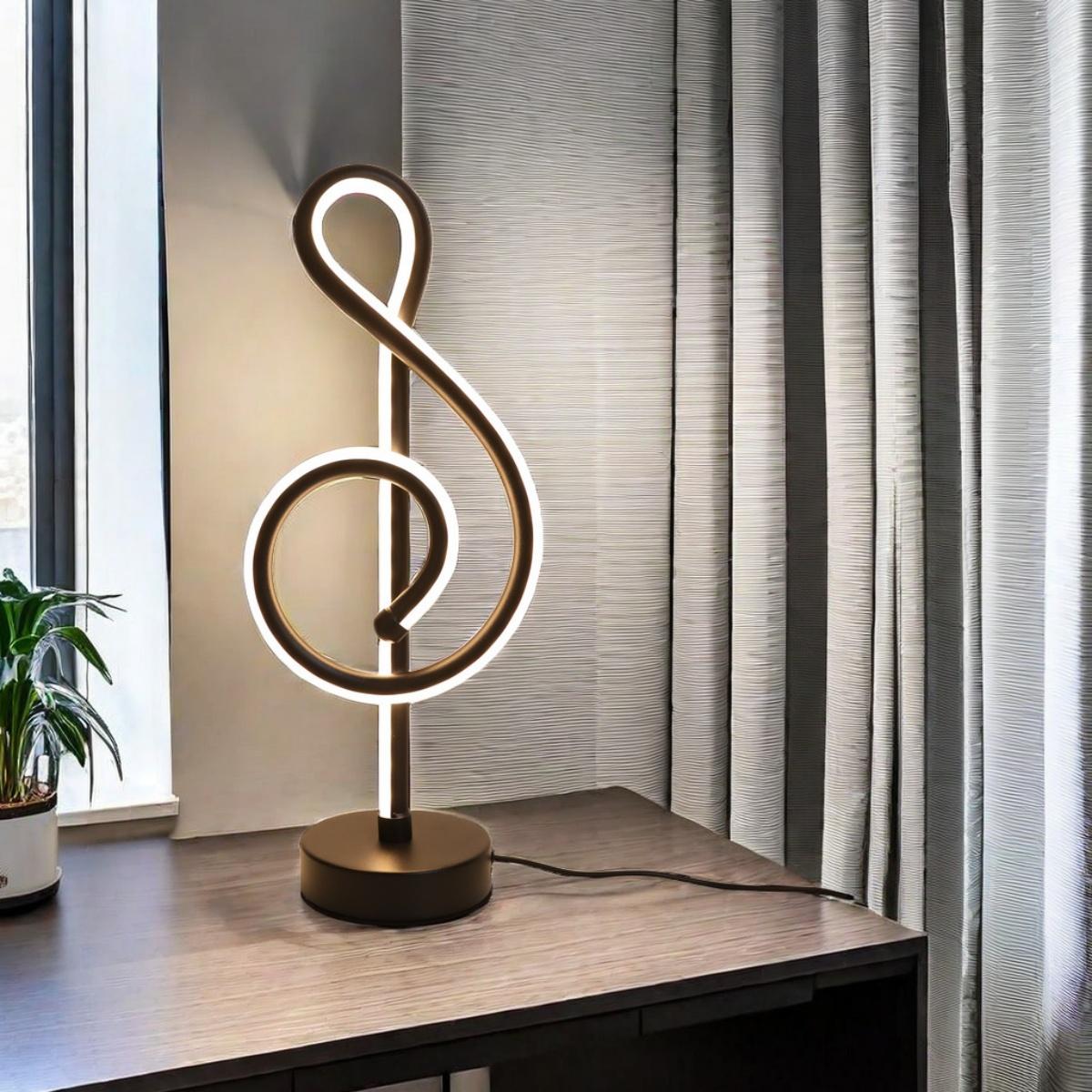 

Modern creative musical note table lamp with 3-color infinite dimming suitable for home environment decoration table lamp
