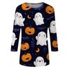 Damenmode Lässig Rundhals Dreiviertelarm Halloween Bedrucktes T-Shirt Top