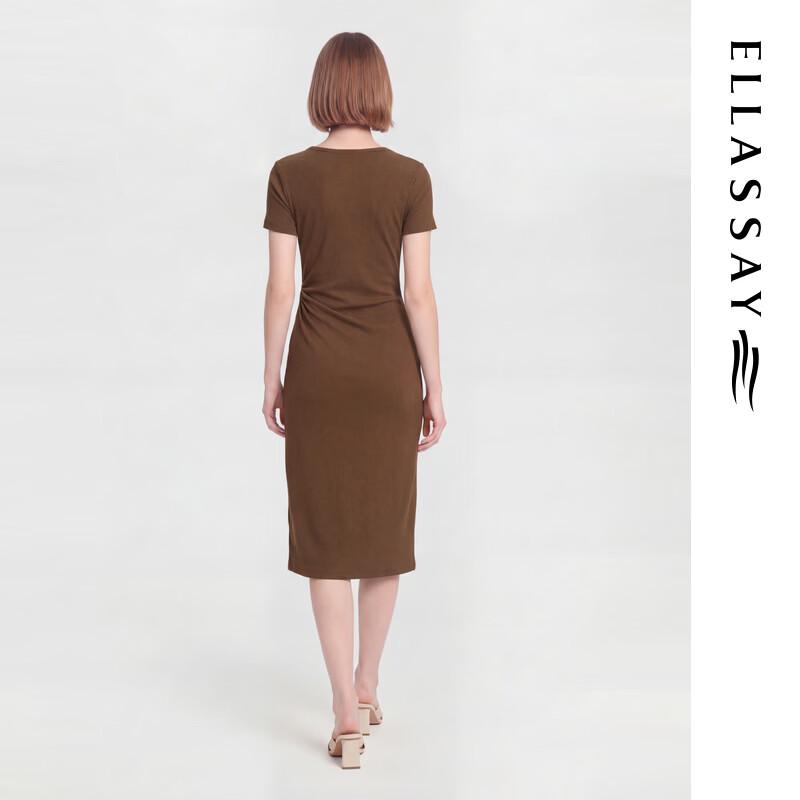 ELLASSAY Women's High-Waist Pleated Knit Midi Dress