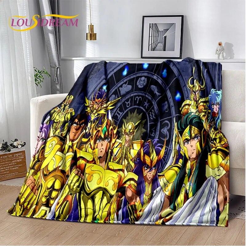 Cartoon Saint Seiya Retro Anime HD Blanket,Soft Throw Blanket for Home Bedroom Bed Sofa Picnic Travel Office Cover Blanket Kids
