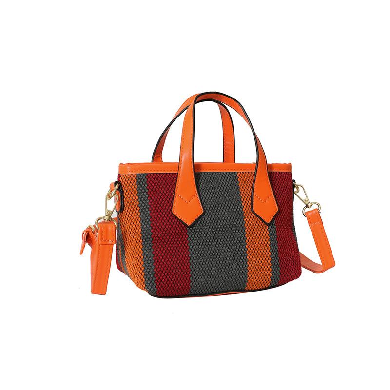 Fashion Handbag Simple Vertical Stripe Large Capacity Bag Casual Trendy Light Shoulder Messenger Bag