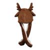 Plush Animal Hat Winter Warm Beanie with Long Ear Flaps Cute Elk with Moving Ears Christmas Gift for Teens Boys Girls