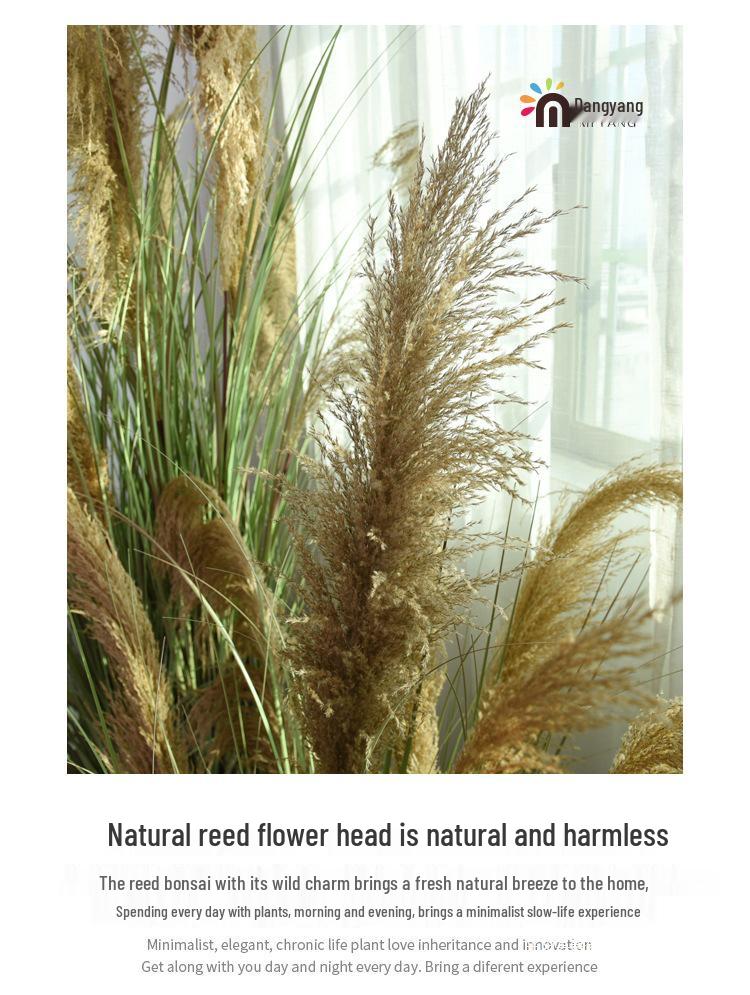 Natural Reed Faux Flowers & Potted Greenery for Home Decor