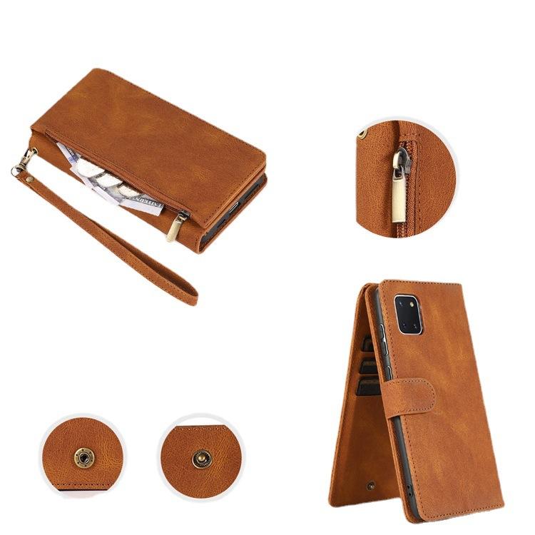 Zipper card bag, suitable for Apple 17 mobile phone case, luxury iPhone16Pro flip 15max leather 12 case.