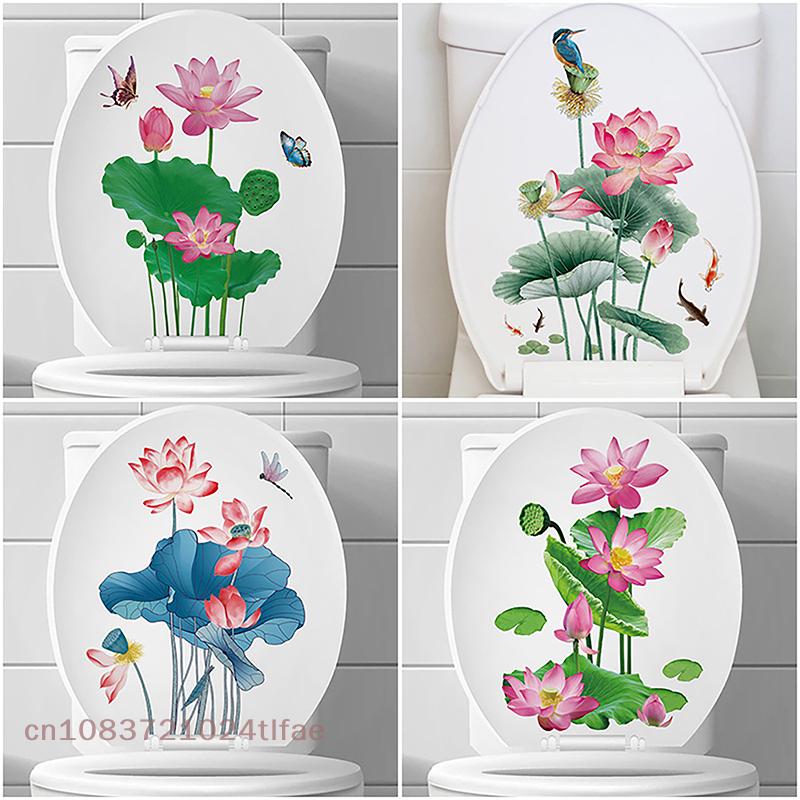 Toilet Plant And Flower Wall Stickers Home Decoration Self Adhesive Mural Bathroom Toilet Cover Stickers