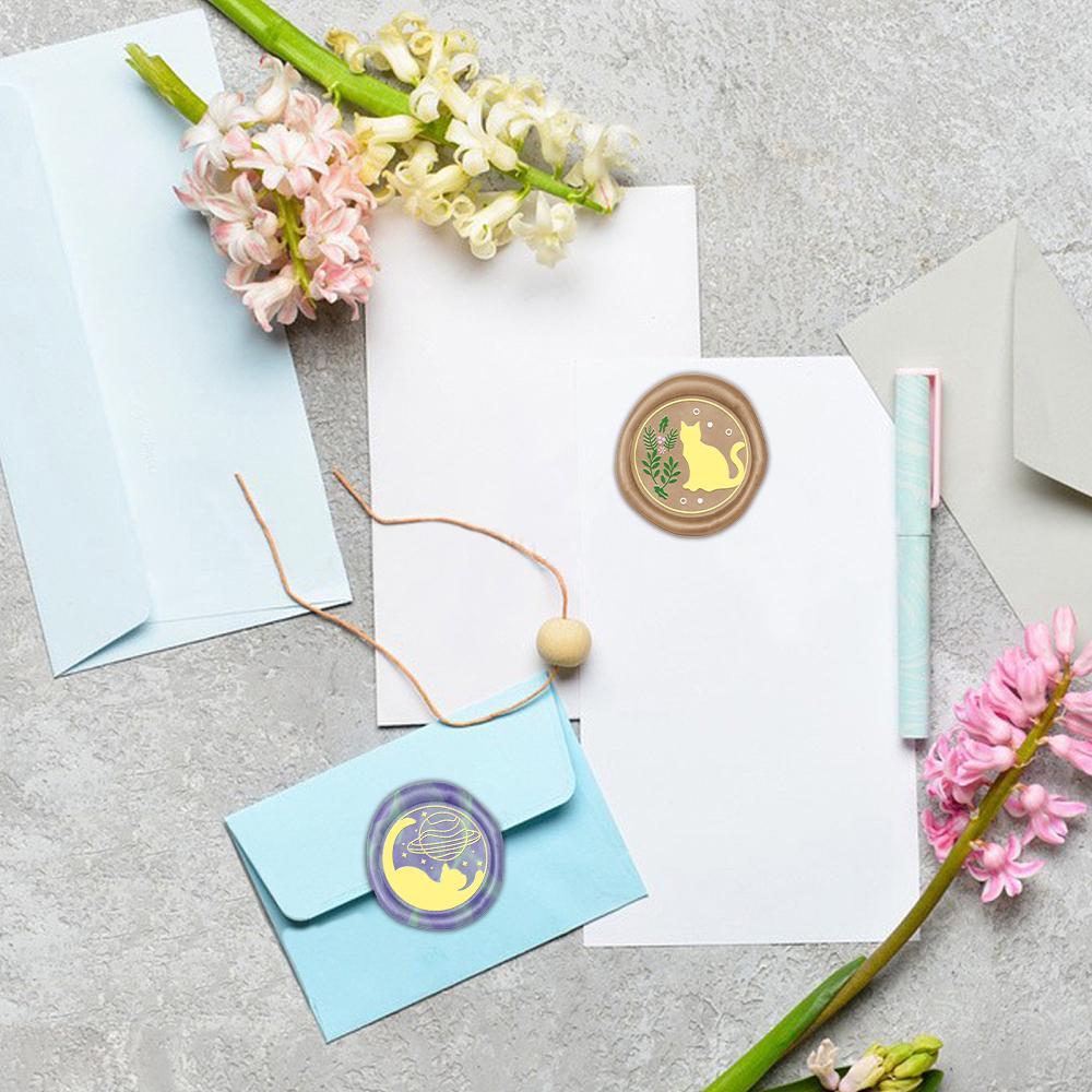 Cat Collection Wax Seal Stamp Cute Animals Retro Sealing Wax Stamp Removable Brass Head for Envelope Card Package Decoration