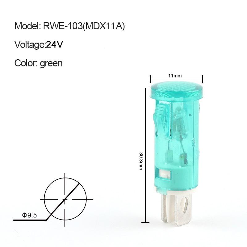 10 pz/Lotto MDX-11A Pannello Lampada Segnale Guida Montaggio su Pannello Indicatore Neon Luci Rosse Verdi Gialle 12V 24V 220V 380V