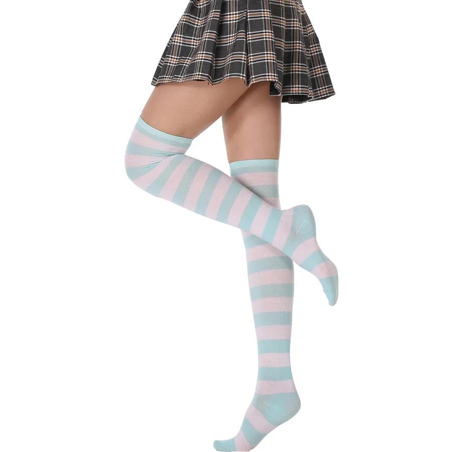 New Socks Long Tube Ladies Japanese Blue and White Striped Over-knee Socks Thigh Socks  Thigh High Stockings  Knee High