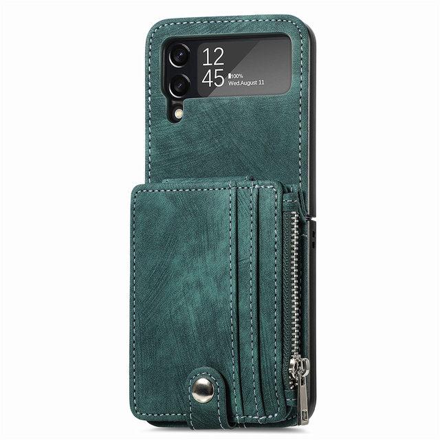 Anti -Slip Card Holder Leather Stand Case For Samsung Galaxy Z Flip4 5g Flip4 Flip 3 Flip3 Anti -Drop Cell Phone Cover
