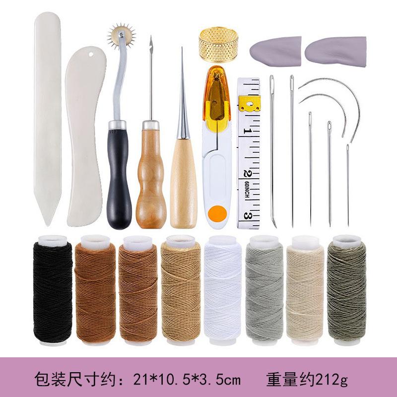 Leather Working Kit with Leather Needles Sewing Awl Waxed Thread Leather Upholstery Repair Kit, Sewing Tools for Hand Stitchin