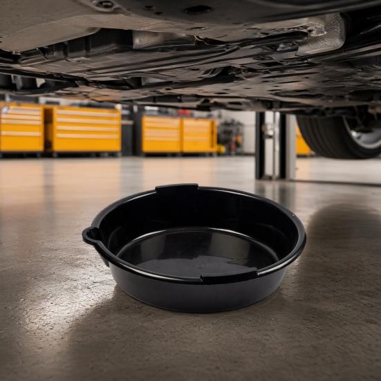 Yousheng Engine Oil Drain Pan 7-Quart Black Plastic Oil Change Pan, Waste Oil Catch Basin, Car Waste Oil Tray, Auto Repair Receiver