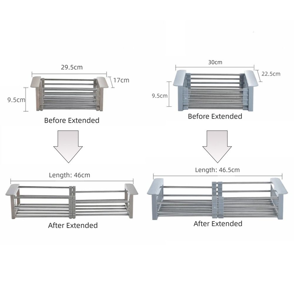 Retractable Sink Drain Rack Stainless Steel Dish Drying Dish Drain Basket Washing Dishes Sink Organizer Foldable Storage Rack