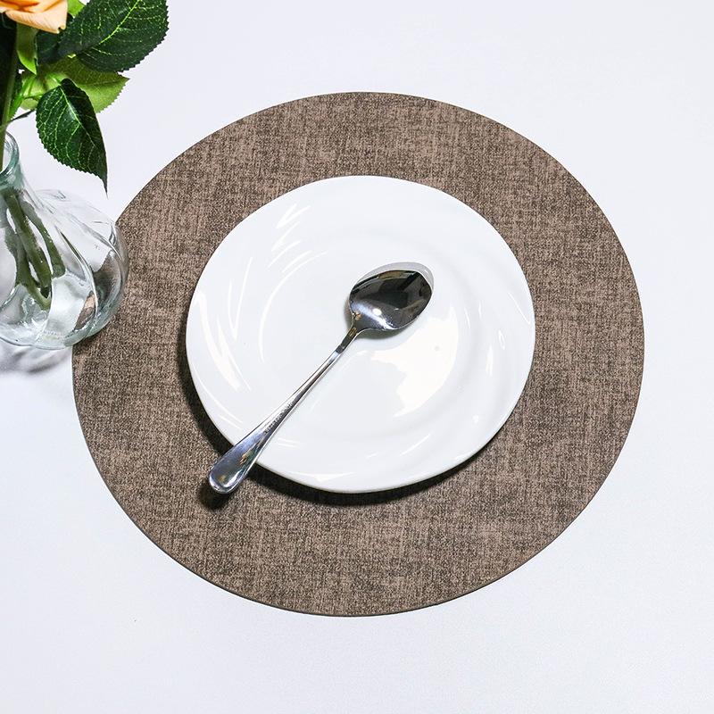 Round PU Leather Placemats Dual-Sided Non-Slip Heat-Resistant Table Mats Home Hotels Dining