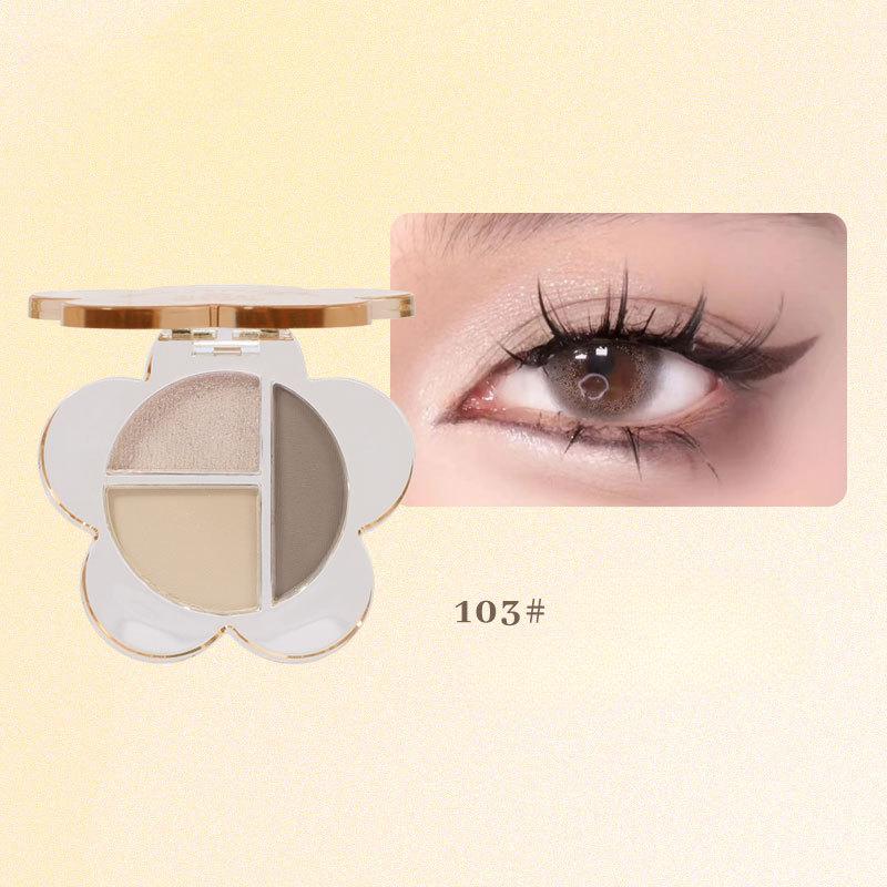 Fard de ochi tăiat, paletă fină de fard de ochi cu flori sidefate strălucitoare, machiaj avansat de culoarea pământului