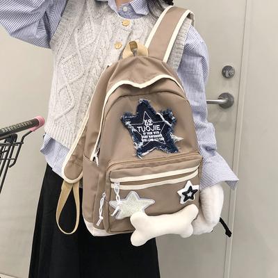 Zaini Vintage Moda Denim Lettera Stella Zaini Dolci Casual Cartella Scolastica Estetica Colore a Contrasto Tutto Abbinabile