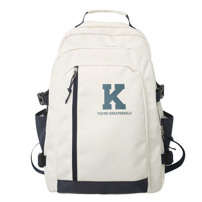 K Durable Letter Nylon Backpack With Laptop Compartment For School And Commuting