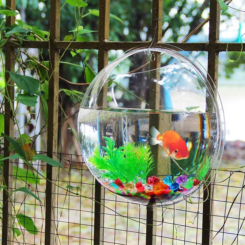 Pinsjar Acrylic Fish Bowl Wall Hanging Aquarium Tank Aquatic Pet Supplies Pet Products Wall Mount Fish Tank for Betta Fish
