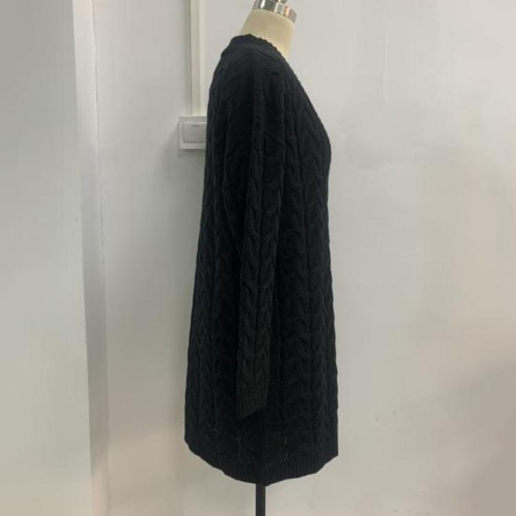 Women Stylish Autumn Winter Mid Length Relaxed Fit Cardigan Sweater Jacket Buttons Closure Streetwear Clothes
