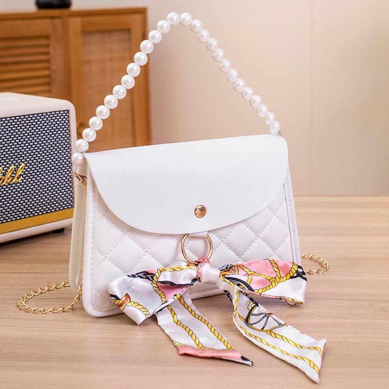 

Rhombus women s silk scarf bag, a new spring fashion simple shoulder handbag белый