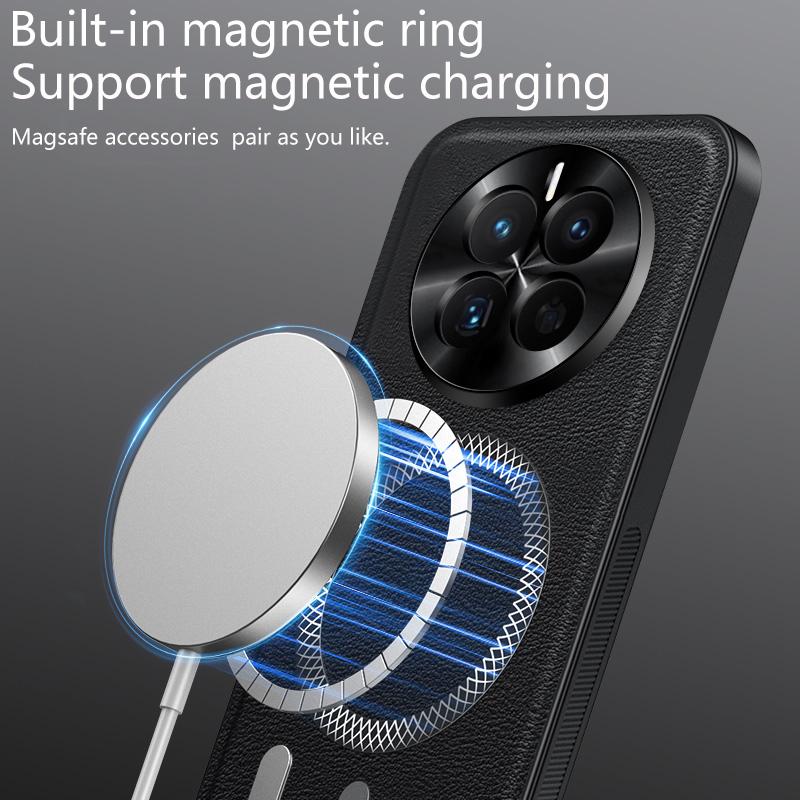 For Huawei Mate 50 Case Magnetic Elegant Leather Wear-Resistant Lens Fully Covered Non-Slip Grip Edge Cover Shell