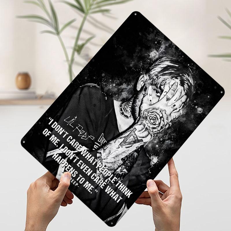 Lil Peep Portrait With Quote Metal Poster Customized Wall Art Retro Vintage Tinplate Signs for Garage Decoration Room Man Cave