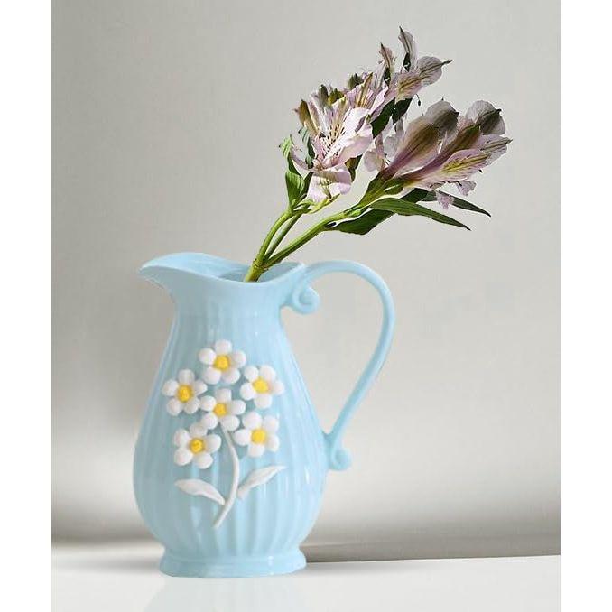 Modern Decorative Ceramic Vase with Handle | for Home Decoration (Sky Blue)
