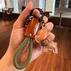 Handmade Leather French Bulldog Keychain - Cute Puppy Pendant, Couple Gift, Luxury Bag Accessory