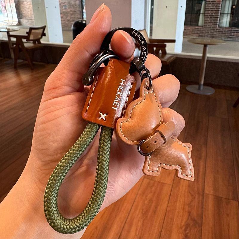 Handmade Leather French Bulldog Keychain - Cute Puppy Pendant, Couple Gift, Luxury Bag Accessory