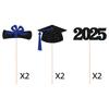 6pcs Doctoral Cap Graduation Centerpiece Sticks Bling Paper Flower Vase Ornament  Gift
