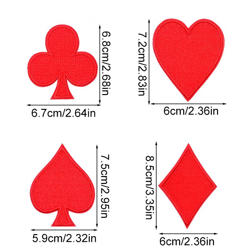 24pcs Poker Pattern Sewing Fabric Patch DIY Various Styles Handmade Cloth Applique Personality Fashion Accessories