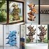 Cute Animal Window Cling Removable Cartoon Squirrel Raccoon Frog Panda Fox Glass Decals for Home Classroom Office Kids' Room Decor