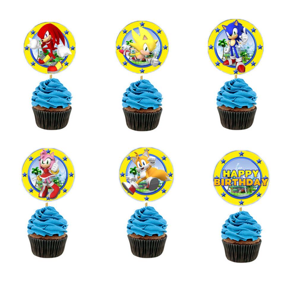 Birthday Party Sonic Cartoon Decorations Banners Cake Topper Set Balloon