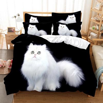 Schattig Cartoon Kat Print Beddengoed Set Voor Kinderen, Volledige Maat, Dikke Dekbedovertrek, Twin Queen En King Slaapkamer Set, Huistextiel, Winter