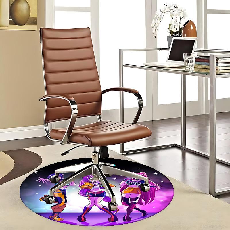 

1pc KPOP Demon Hunters Anime Cartoon Design Round Carpet Office Chair Mat, NonSlip Rug for Home Decor, Living Room, Bedroom 80cm