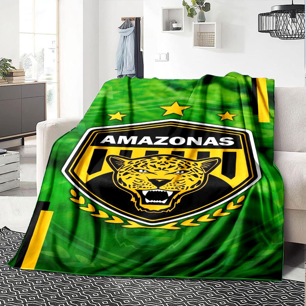 AMAZONAS FC Logo Print Flannel Blanket High Quality Warm Comfortable Cover for All Seasons Perfect for Gifts Home Decor