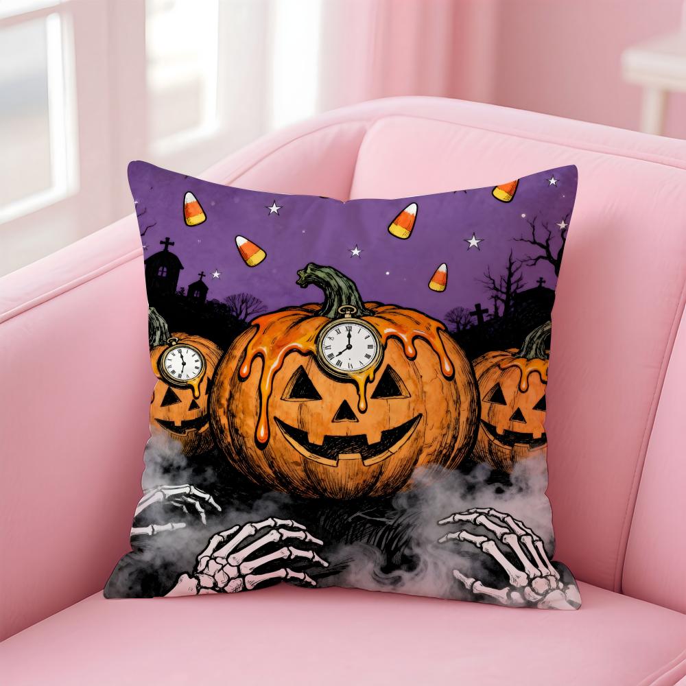 Happy Funny Spooky Surreal Art Halloween Cushion Cover Pillow Case Soft Skin Friendly Fabric Concealed Zipper