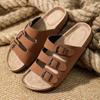 Mode Outdoor Neue Sandalen für Herren Sommer Hausschuhe Herrenmode Sandalen Dicksohlige Strandschuhe Rutschfest Leicht Leder-Sandalen