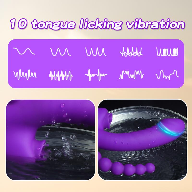 Vibrator Sex Toy for Women Anal Beads Tongue Licking Dildo Vibrators 3 IN 1 G Spot Stimulator Female Clitoral Vagina Masturbator