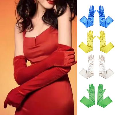 1 Paire Gants Longs en Satin Lisse Matière Soyeuse Gants de Déguisement Accessoires de Photographie Robe de Mariée