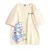 Summer Ice Silk Blue Top Youth Breathable Half Sleeve Large Loose Tee Men Women Cute Shark Cartoon Print Short Sleeve T-shirt