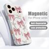 Magnetic For Magsafe Case For iPhone 17 Pro Max Pink Bowknots Pattern Skin Feeling Cover For iPhone 16 15 14 13 Pro Max