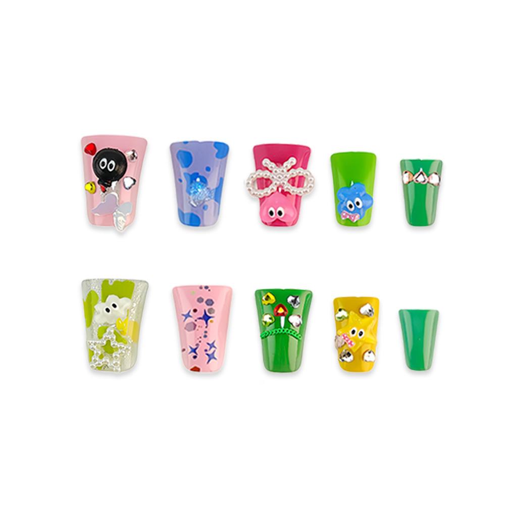 Duckbill Shaped Handmade Manicure Manicure Monster Love Bow Broken Diamond Fake Nail Patch Duckbill Wearable Manicure